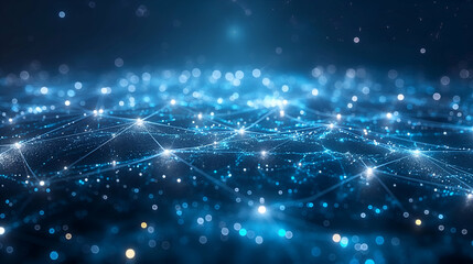 Obraz premium Blue Network Abstract Digital Art, Futuristic Design for Global Internet Themes