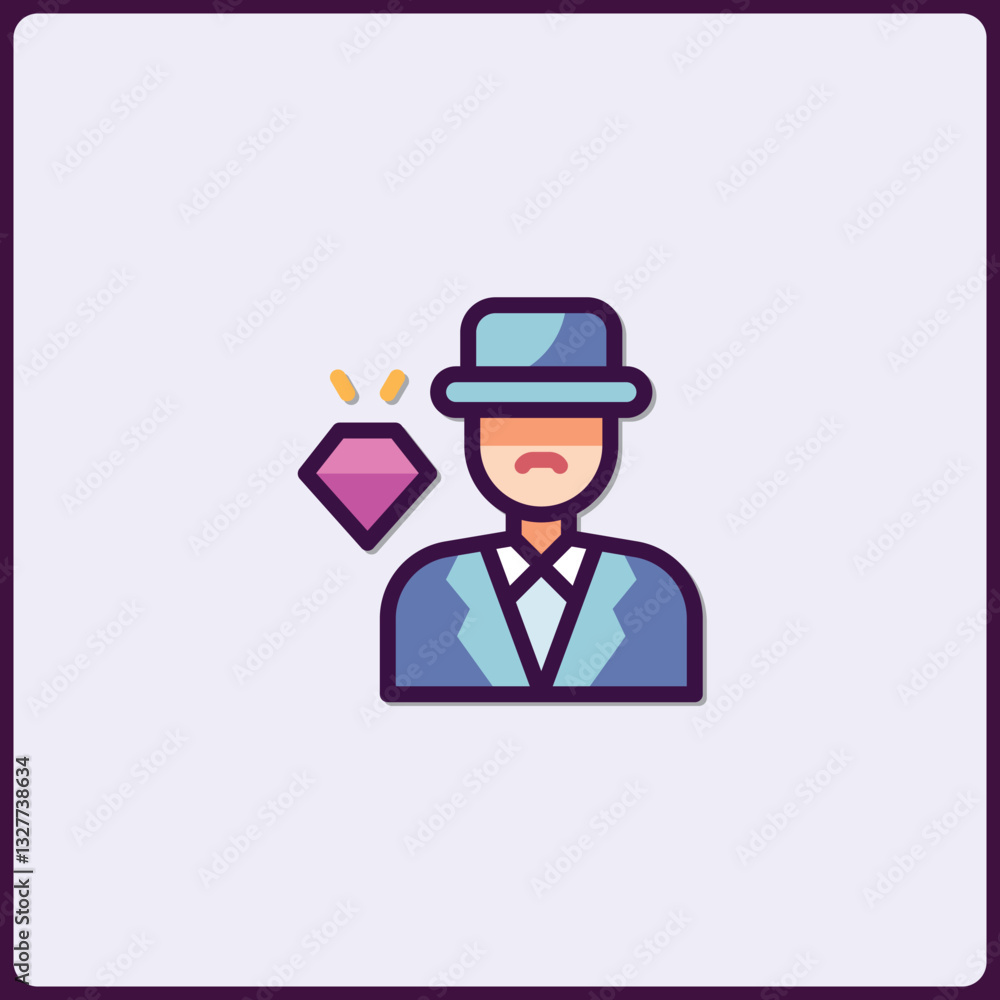 Poster charming icon of a dapper gentleman with a sparkling diamond display