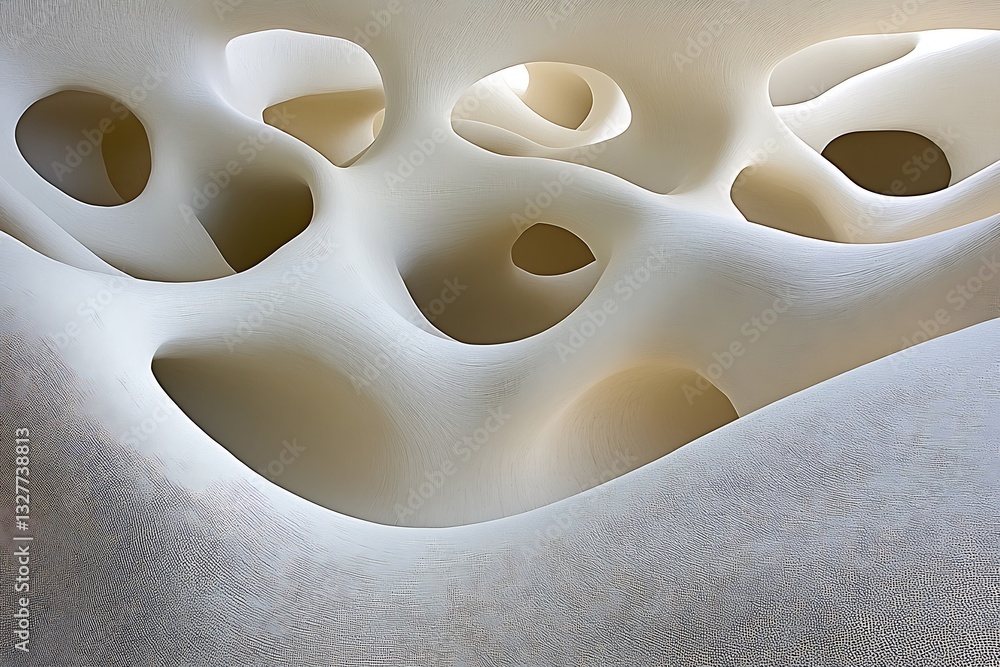 Poster abstract conceptual flowing formations with smooth and porous textures