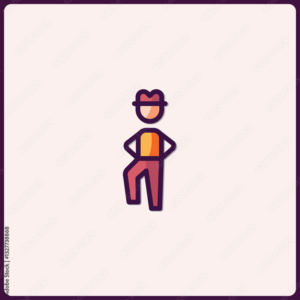 Poster stylish individual icon with hat and unique pose representing confidence
