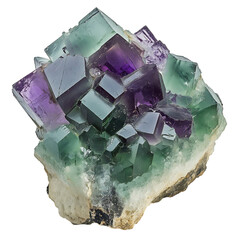 Polished Fluorite Chunk with Green and Purple Stripes Isolated on Transparent Background