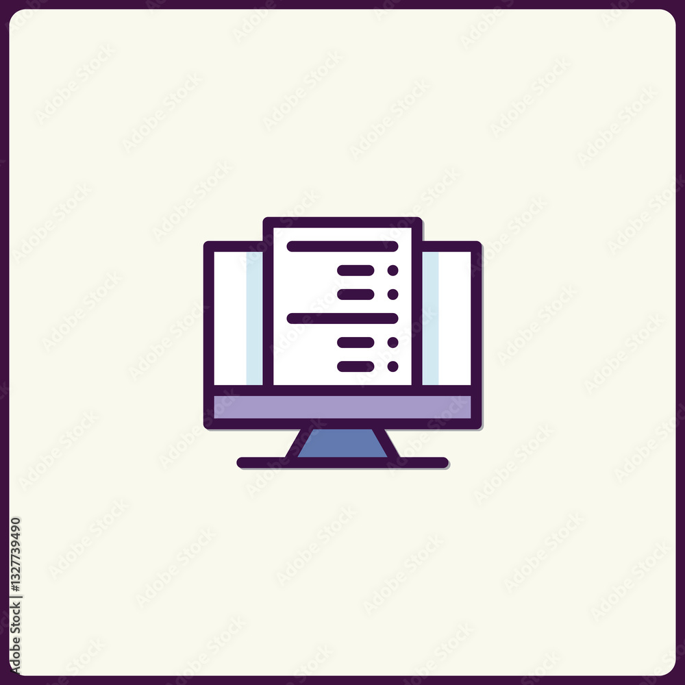Poster Stylish desktop screen icon displaying concise data list interface design