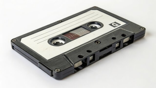 Audio Cassette Tape on White Background
