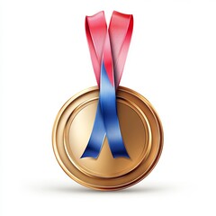 Cancer survivor medal with ribbon icon isolated on white background