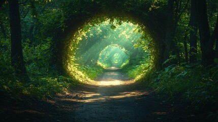 Fototapeta premium Enchanted Forest Path: A Mystical Journey Through Lush Greenery