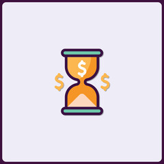 Hourglass with dollar signs representing time is money, financial concept