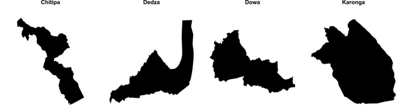 Chitipa, Dedza, Dowa, Karonga outline maps