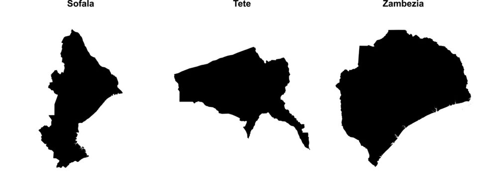 Sofala, Tete, Zambezia outline maps