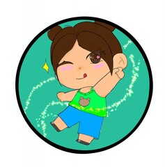 Cheerful green little girl