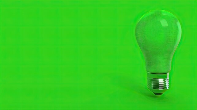 A light bulb on a green background includes a copyable section. The turned-off bulb symbolizes the hunt for ideas, inspiration, innovation, solutions, and creative concepts. Designed for a banner