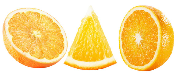 set of orange slices isolated on a white background