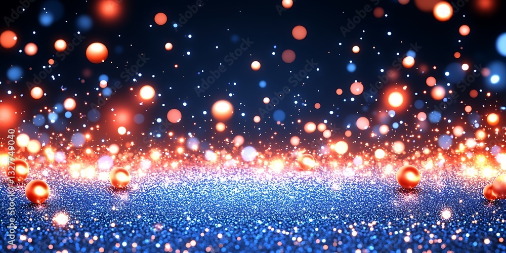 Poster magical glimmering scene of sparkling glitter and floating lights abstract design