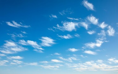 Obraz premium Stunning Blue Sky with Wispy Cirrus Clouds, Nature Background Image