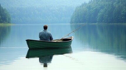 Tranquil Lake Scene with Reflection and Nature Serenity