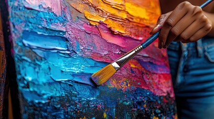 Obraz premium Vibrant Impasto: A Colorful Abstract Painting