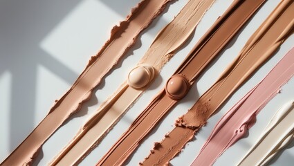 Obraz premium Make-up matte mousse foundation concealer smudge powder creamy gray on isolated background.