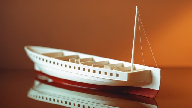 Creating a model of a sailing ship, the hull positioned against a backdrop. Hobby