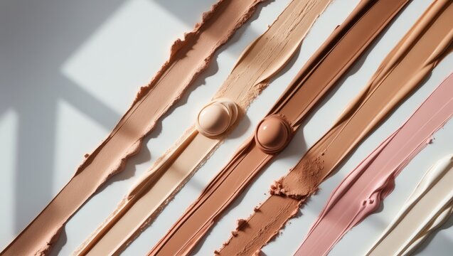 Make-up matte mousse foundation concealer smudge powder creamy gray on isolated background.