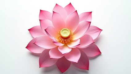 Fototapeta premium Lotus flower seen from above on a white background.