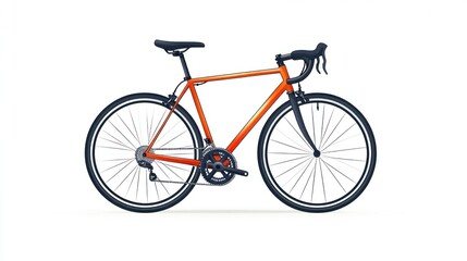 Fototapeta premium A sleek orange road bicycle with black components ideal for fitness enthusiasts and cycling de