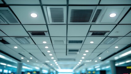 Ceiling featuring suspended ceiling panels and recessed lights