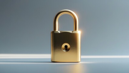 Fototapeta premium Locked Padlock on a gray backdrop.