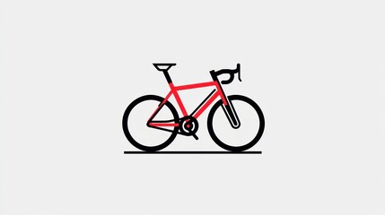 Fototapeta premium Minimalist Bicycle Illustration Red and Black Design for Sports Fitness and Transportation C