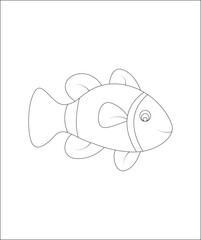 Fish coloring page |coloring book page | line art |vector art for kids and adults.