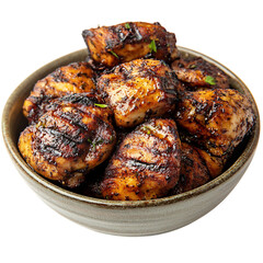 A Bowl of Caribbean Jerk Chicken Wings Isolated on Transparent Background