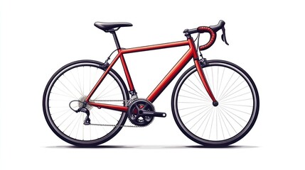 A sleek red road bicycle with drop handlebars ideal for cycling enthusiasts and sports imagery