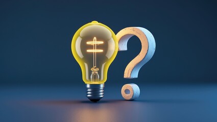 Light bulb and question mark - Top view