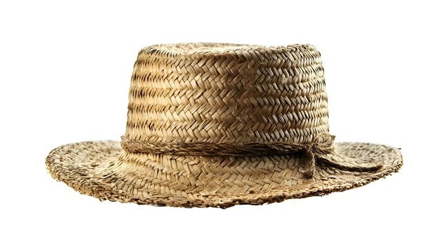 Topi Jerami Rajutan Tradisional Terisolasi Dengan Latar Belakang Putih