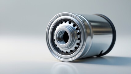 Car motor oil filter closeup on a white background, isolated.