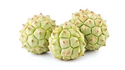 Fototapeta premium Fresh Annonaceae Cherimoya Fruits Isolated on White Background