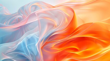 Fototapeta premium Abstract background with orange and light blue glowing waves, glowing lights, soft blurred effect