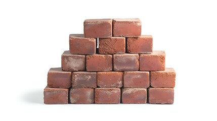 Stack of Bricks Isolated on White Background
