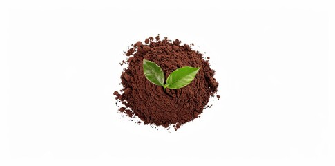 Transparent-background  set displaying an assortment of brown soil types and green plant elements, isolated for easy use