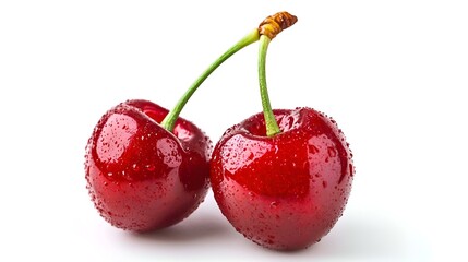 Two Red Cherries Isolated on White Background