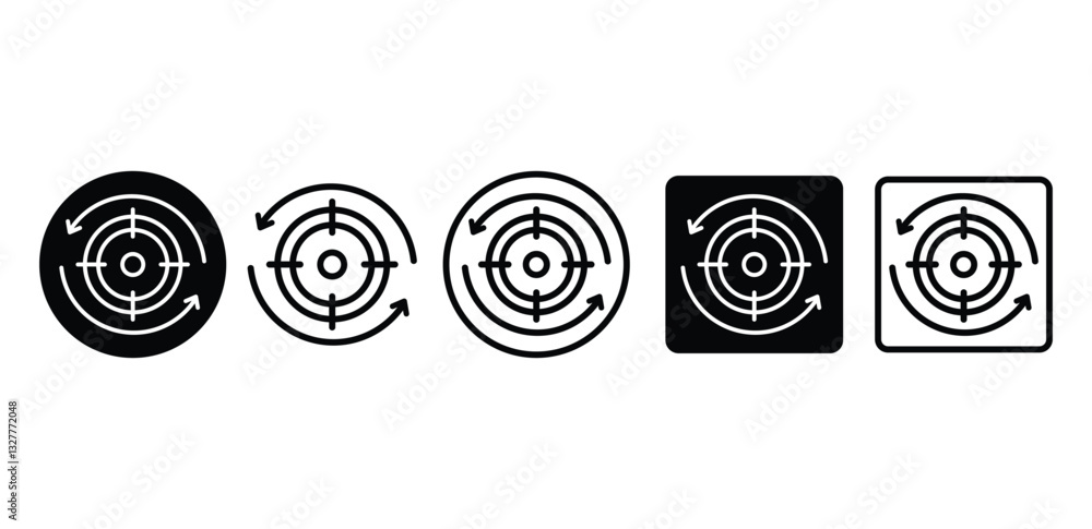 Poster alignment goal black and white color circular target icons with arrows vector design illustration se