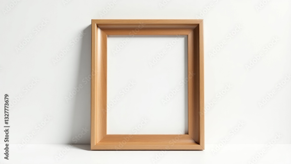 Poster wood retro photo frame isolated on a white background. object featuring a clipping path. modern, sim