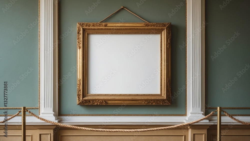 Poster mockup vertical blank space in a classic wooden square frame displayed against an elegant background