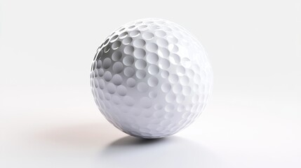 A pristine golf ball with detailed dimples on a clean white background ideal for sports and re