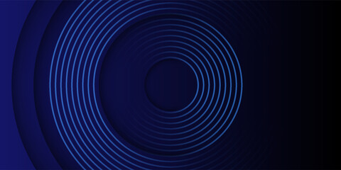 Abstract blue glowing geometric lines on dark blue background. Modern shiny blue circle lines pattern. Futuristic technology concept.