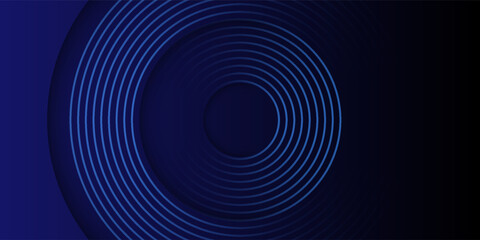Abstract blue glowing geometric lines on dark blue background. Modern shiny blue circle lines pattern. Futuristic technology concept.