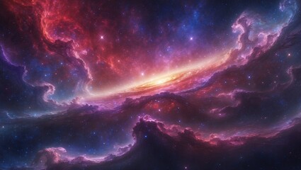 Obraz premium Stunning galaxy in outer space. Nebula night starry sky with rainbow colors. Multicolored outer space.