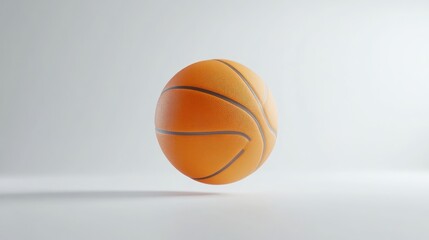 Fototapeta premium A vibrant orange basketball suspended in midair against a clean white background ideal for sp
