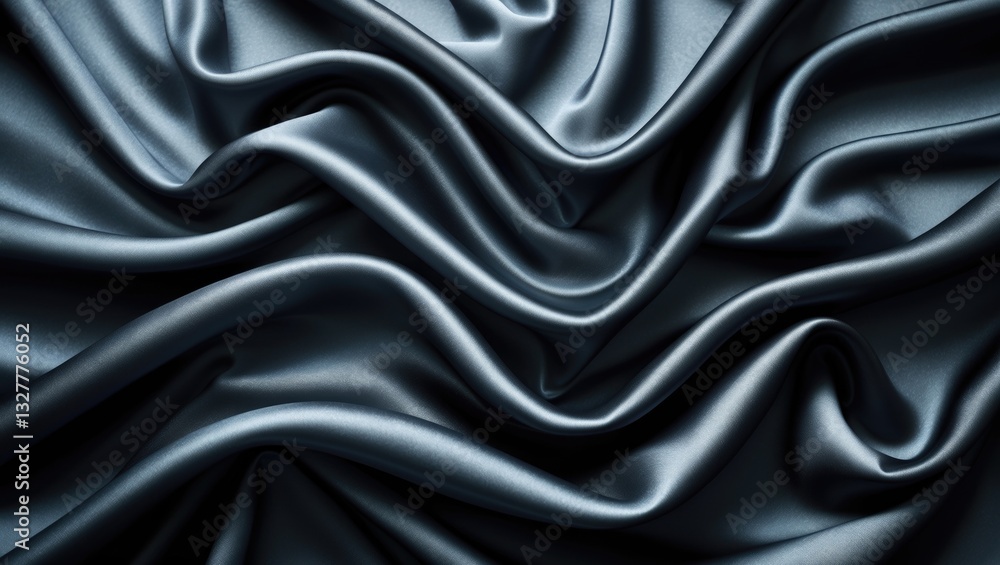 Poster black gray satin dark fabric texture luxurious shiny abstract silk cloth background with beautiful s