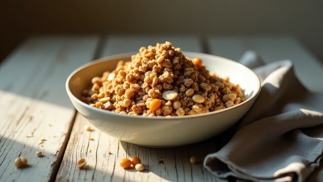 Traditional Georgian fermented bladdernut blossom, referred to as jonjoli, presented in a bowl on a table.