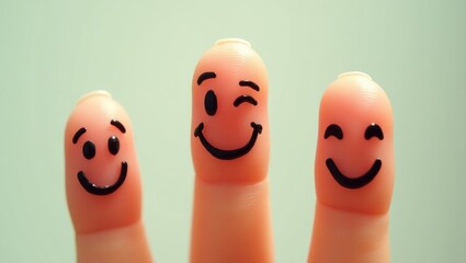 three cheerful fingers that are very pleased to be friends