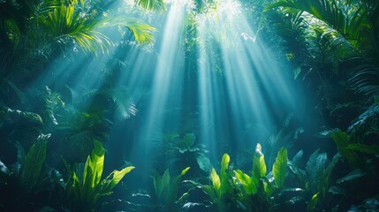 Sunlight streams through dense jungle canopy (1)